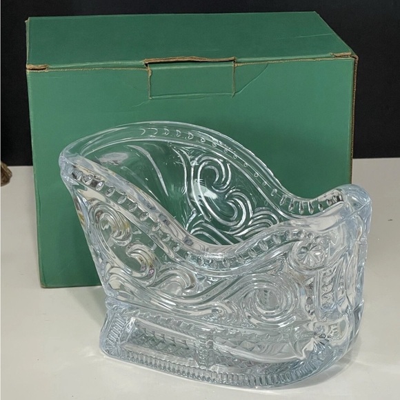 Other - Avon 24% Lead Crystal Christmas Sleigh Candy Dish | Vintage Holiday Décor w/ Box